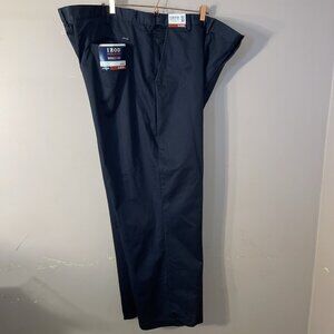 IZOD Mens Dress Pants Flat Front Big & Tall 52x32 Wrinkle Free 100% Cotton Black